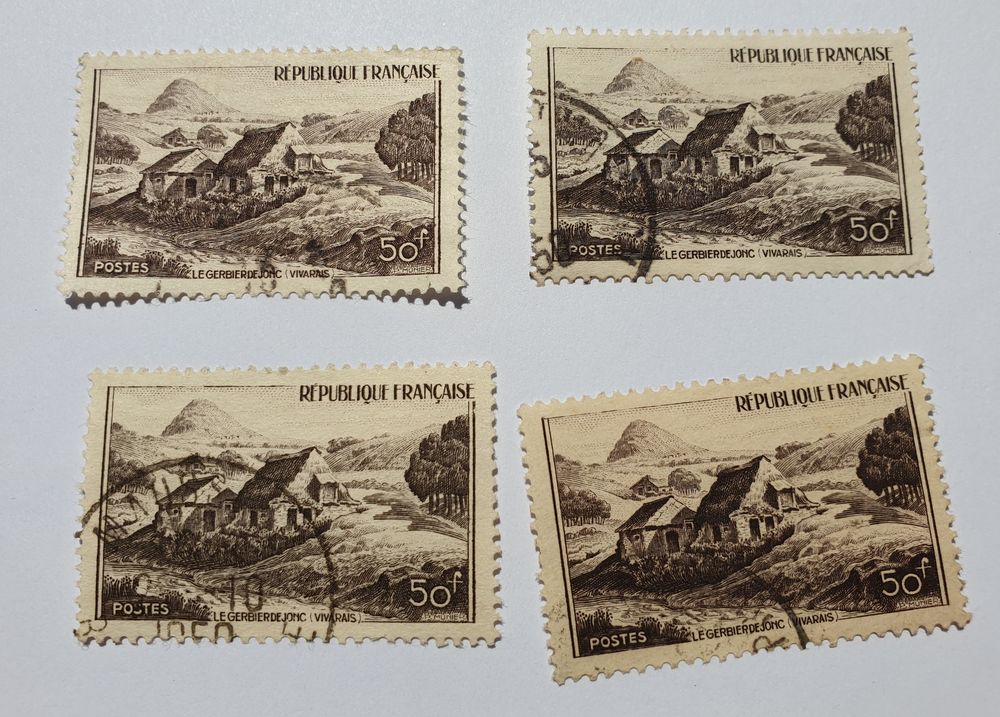Timbre france Mont Gerbier de Jonc 1949- lot 0.24 euro 