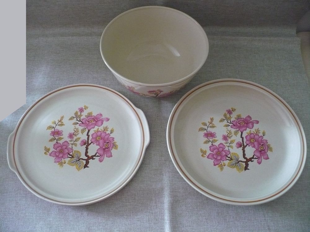 3 Plats C&eacute;ramique Gien France Vintage Cuisine