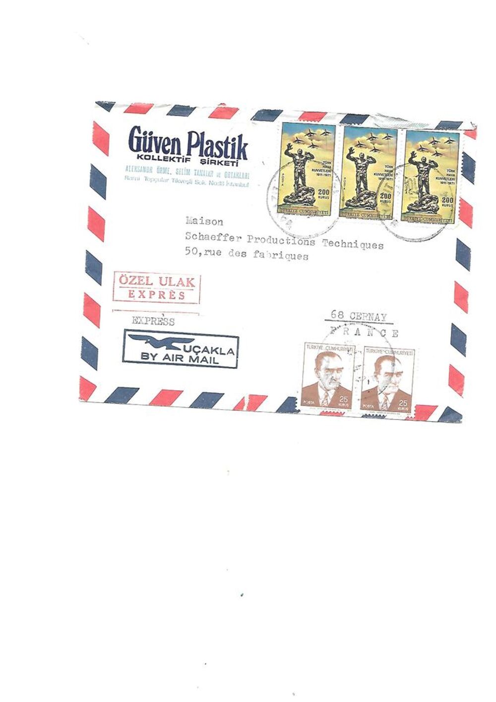 Timbres sur enveloppes de diff&eacute;rents Pays 