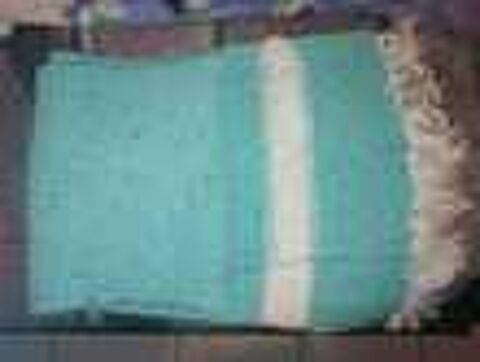 &Eacute;charpe laine bleu/vert bandes blanches aux extr&eacute;mit&eacute;s 30 x 150 avec franges blanches Vêtements