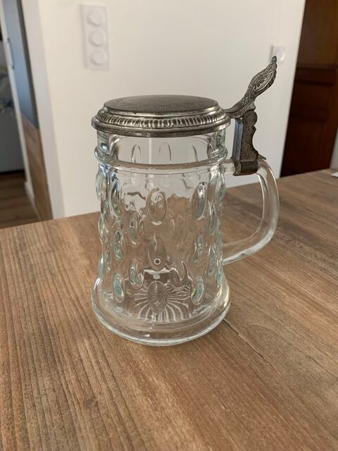 Chope de bi�re allemande avec couvercle en �tain - 12 Saleilles (66)