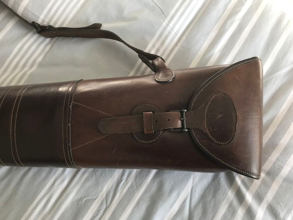 FOURREAU DOUBLE FUSILS EN CUIR HAVANE Maroquinerie