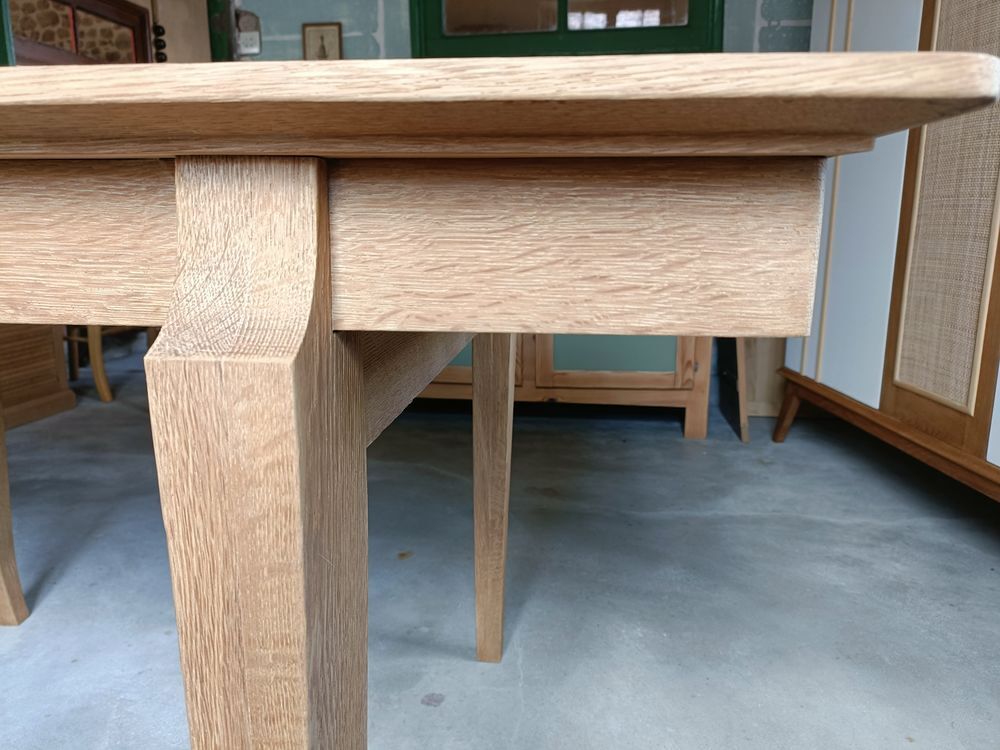 Table &agrave; manger r&eacute;nov&eacute;e ch&ecirc;ne plateau damier avec rallonges Meubles