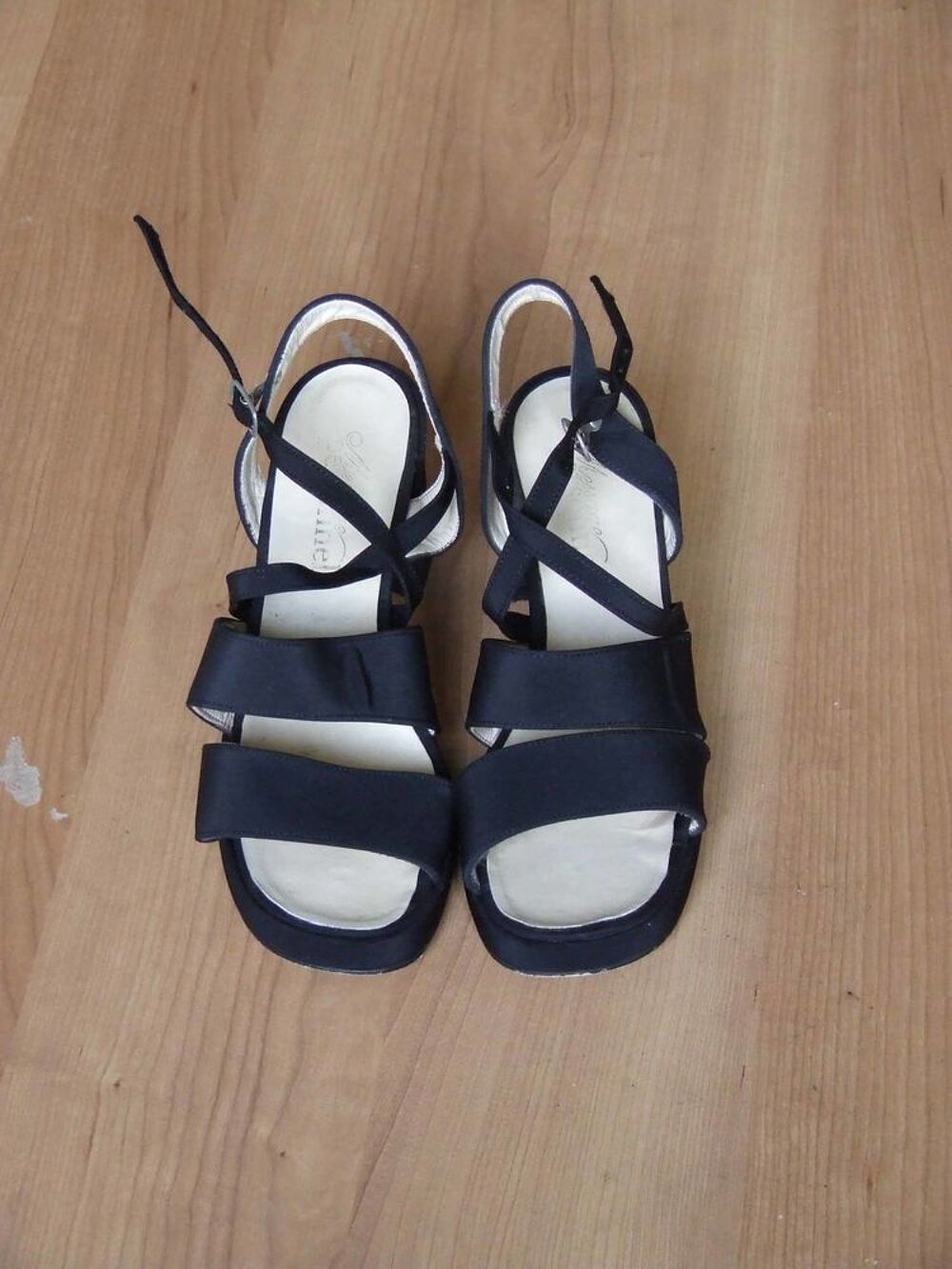 Sandales &agrave; talon, Noir, Message personnel, Pointure 38, TBE Chaussures