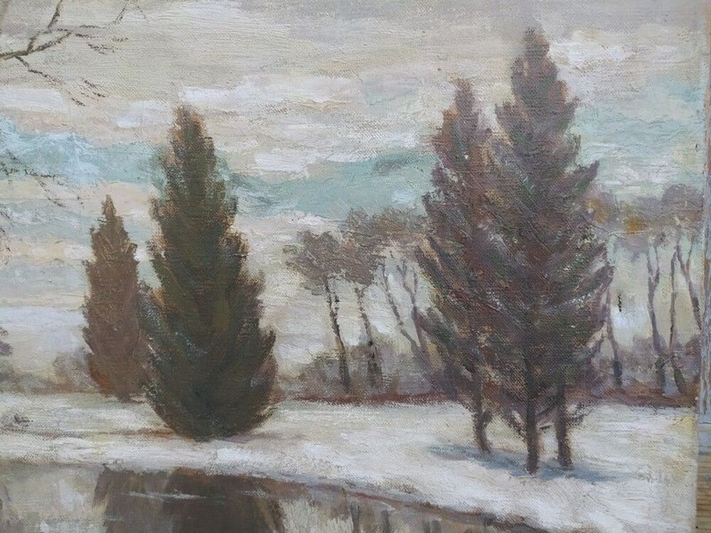 Tableau Paysage d'Hiver par Raoul L&eacute;on Lanternier 