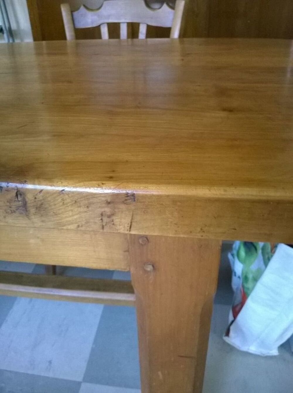 Table de ferme plateau Merisier massif Meubles