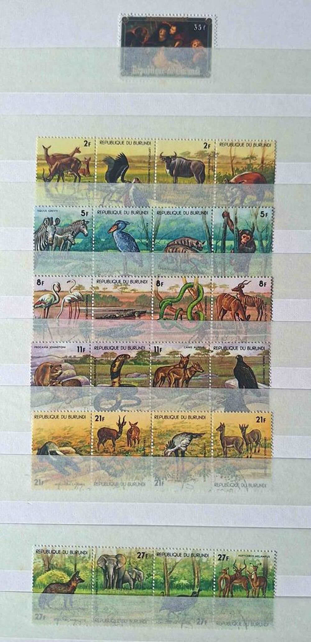 S&eacute;rie de timbres de collection du Burundi 
