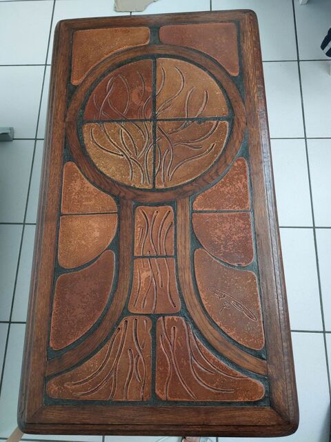 Table basse d'artiste brutaliste vintage ? Plateau texturé s 450 Le Plessis-Trévise (94)