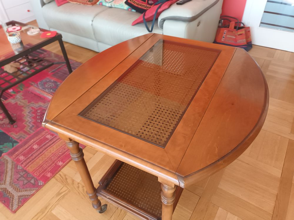 Table desserte merisier massif &agrave; roulettes Meubles