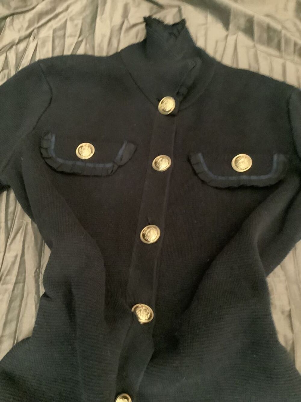 Maje robe courte noire Taille S manches courtes, col, poches Vêtements