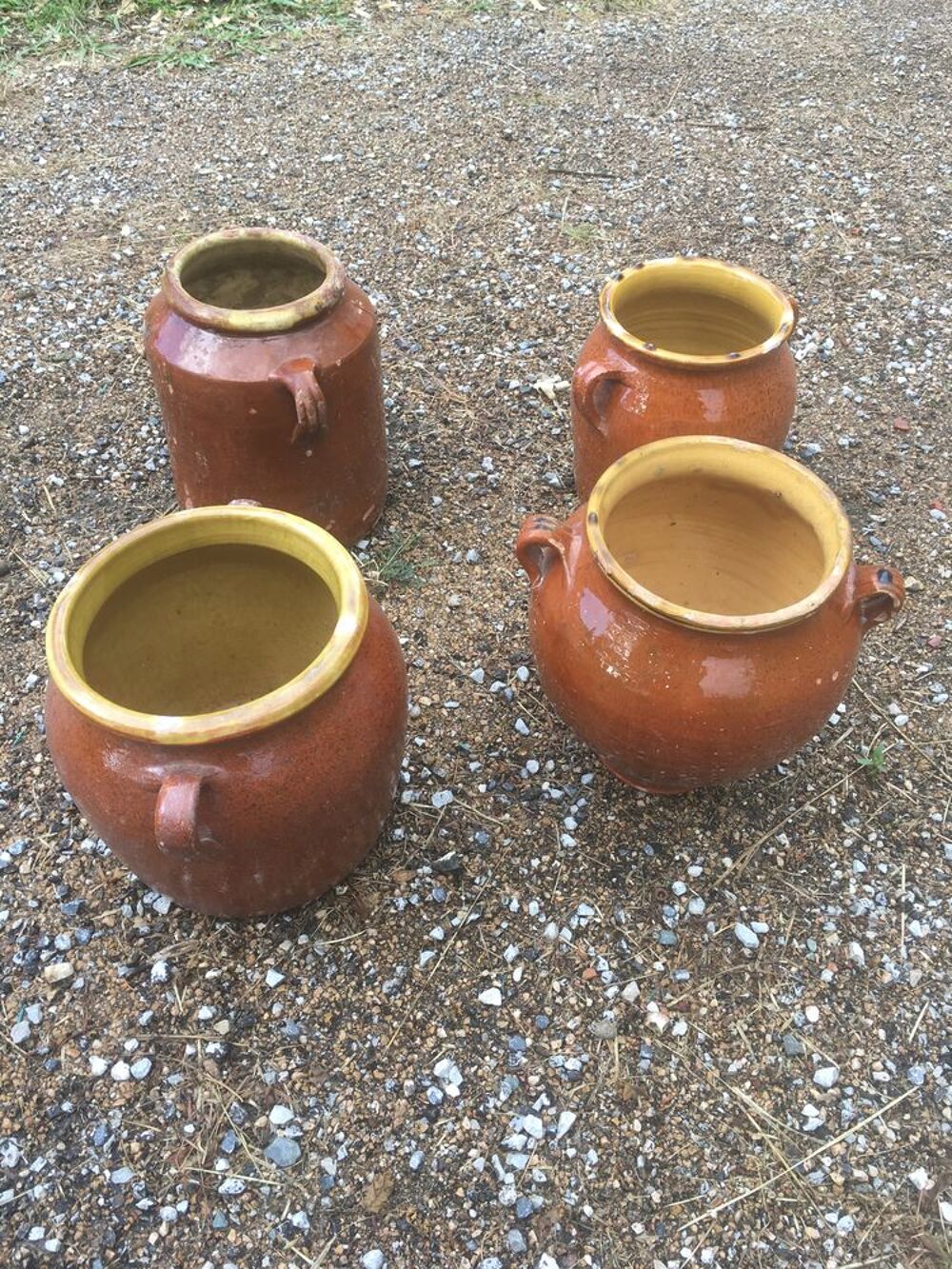 Ancien pot en terre cuite verniss&eacute;e,pot &agrave; graisse Décoration