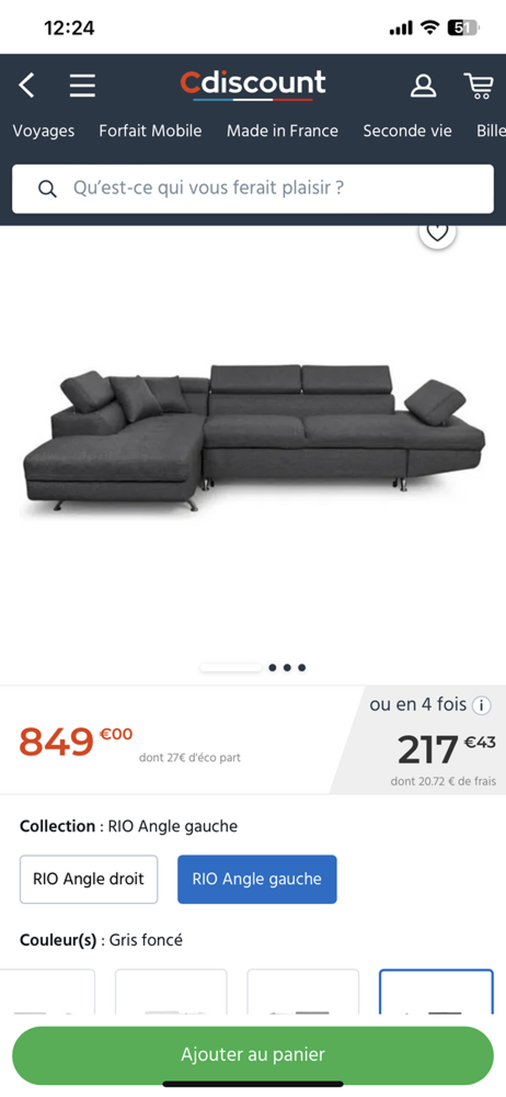 Stop affaire : Canap&eacute; d'angle Rio Meubles