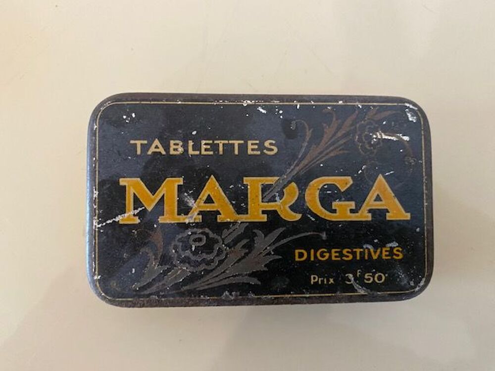 Boite en t&ocirc;le publicitaire ancienne Tablettes MARGA 
