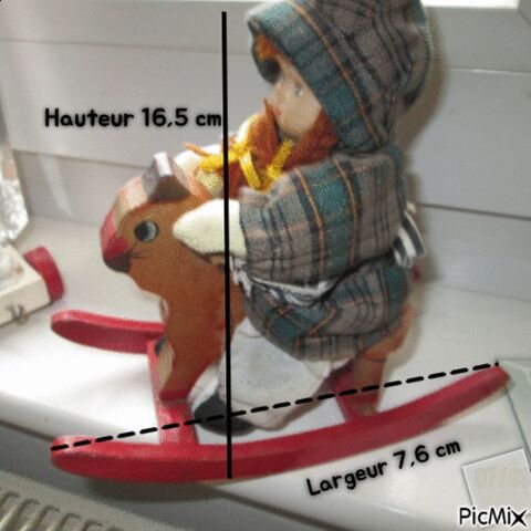 Poupe ancienne sur son cheval a bascule en bois anne 1900 50 Aire-sur-la-Lys (62)