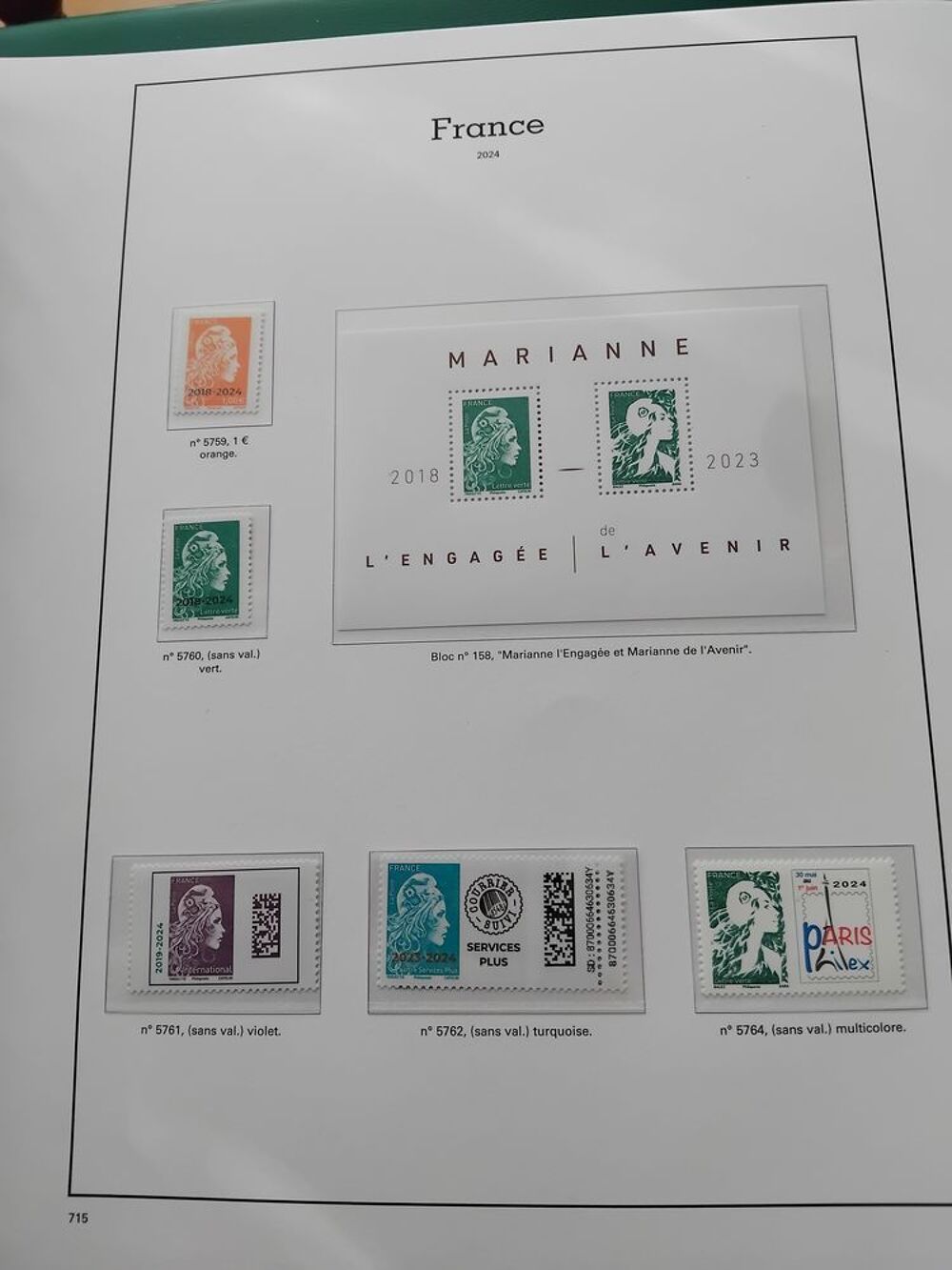 Timbres ann&eacute;e compl&egrave;te 2023 faciale 213 euros tous neufs 