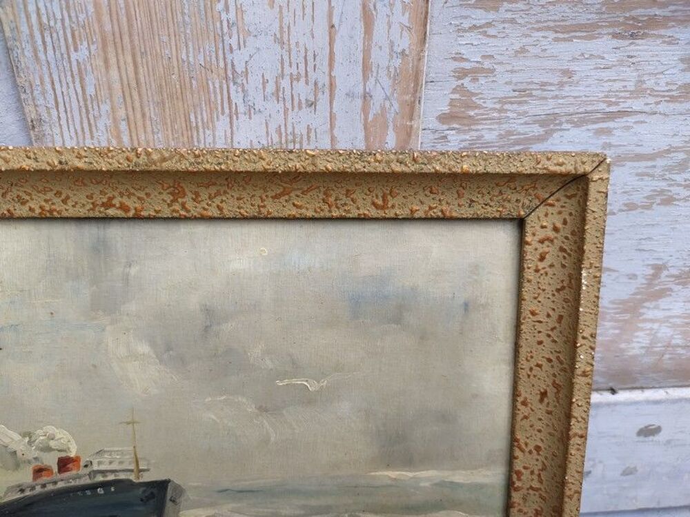 Tableau Marine Paquebot Navire Bateau Sign&eacute; 