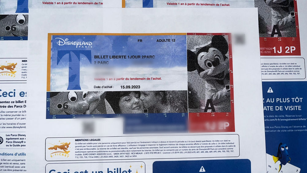 5 places Disney 1jour/2parcs Billetterie