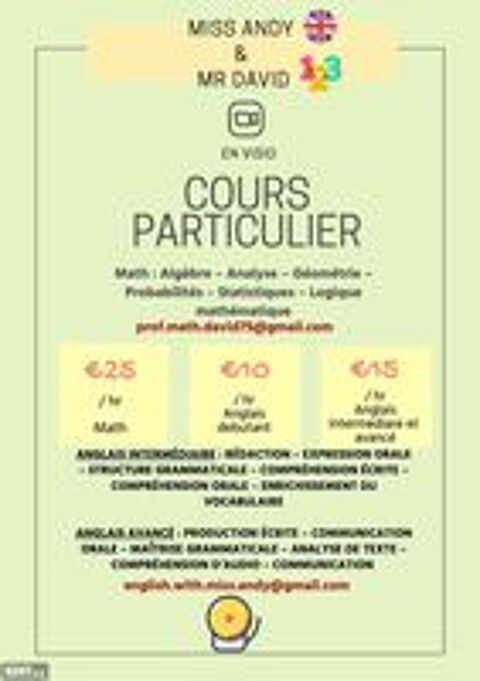   Cours d'anglais pour d�butants en Visio 