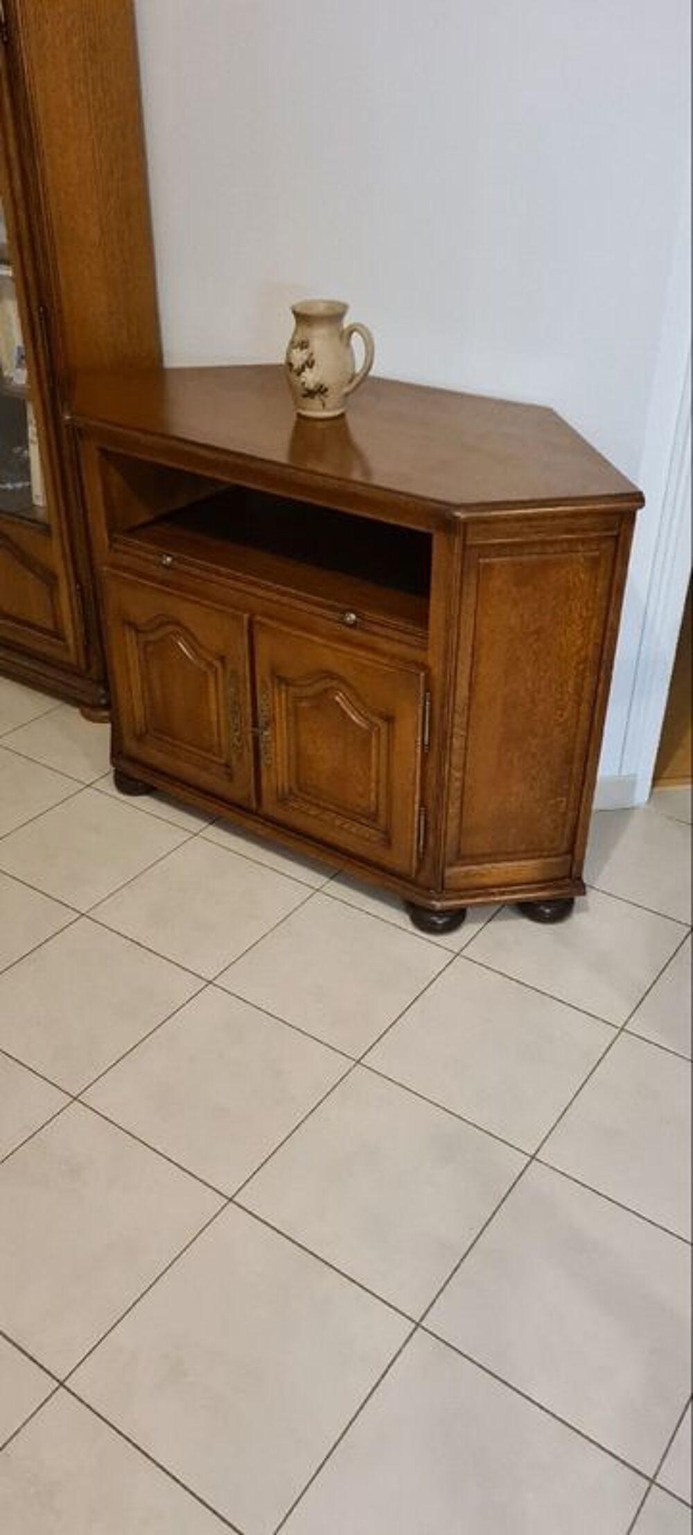 Meuble TV d'angle en ch&ecirc;ne 120largX53profX82haut Meubles