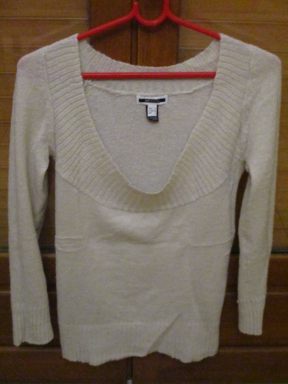 pull blanc cass&eacute; longues manches Vêtements