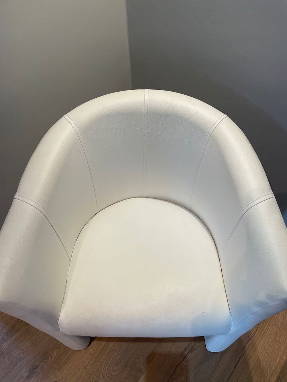Fauteuil cabriolet blanc simili cuir Meubles