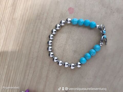 bracelet pour femme gris argent et perle bleu 3 Gastes (40)