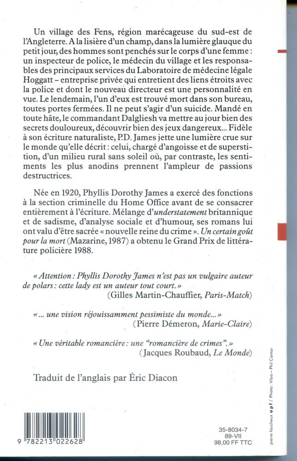 Mort d'un expert -P.D. JAMES, Livres et BD