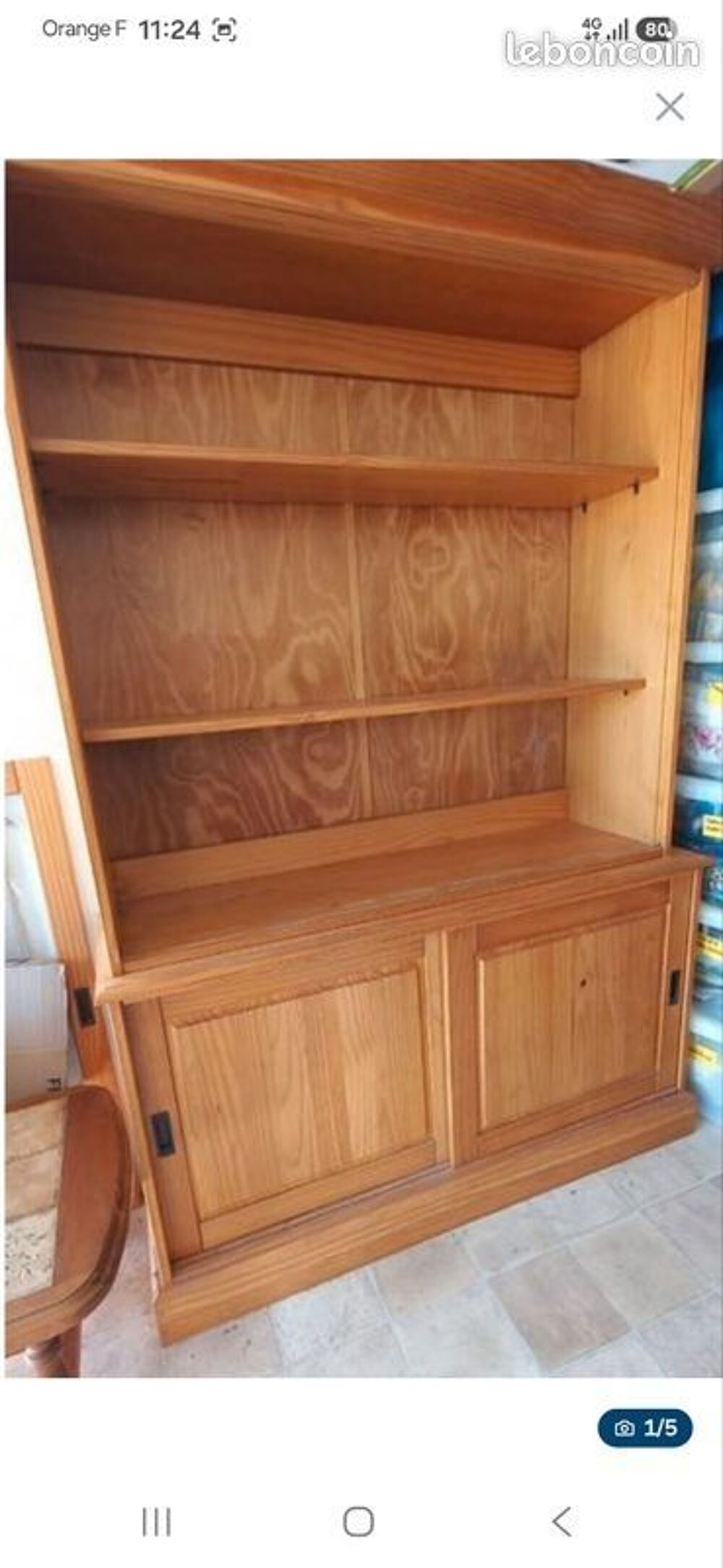 Grande biblioth&egrave;que en bois massif vitr&eacute;e Meubles