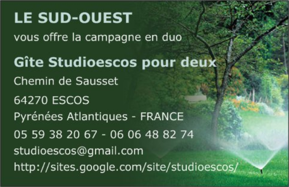   Gte 2 personnes RDC Studio entre mer et montagne. Aquitaine, Escos (64270)