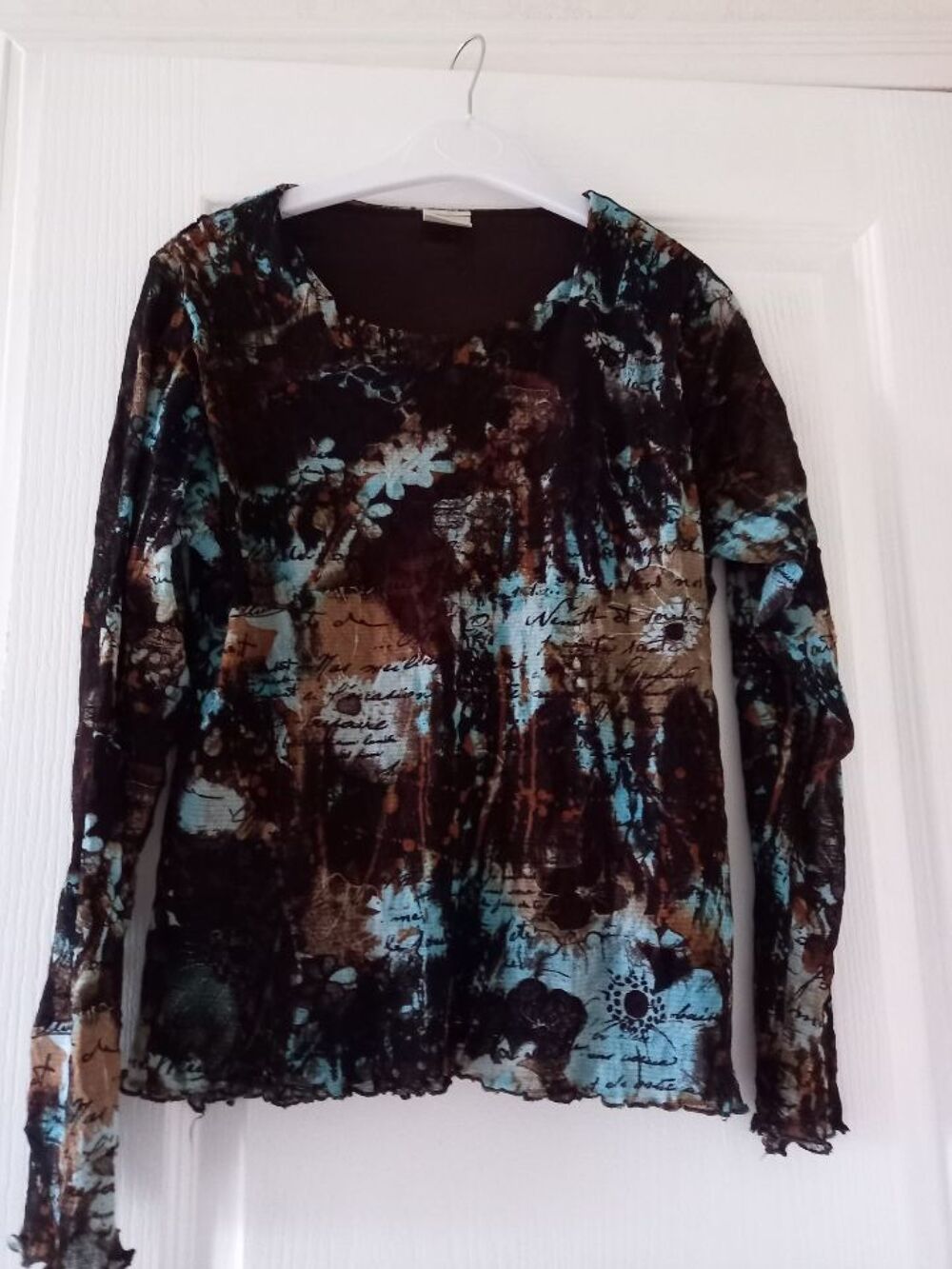 Haut manches longues bleu et marron In Extenso taille 42 Vêtements