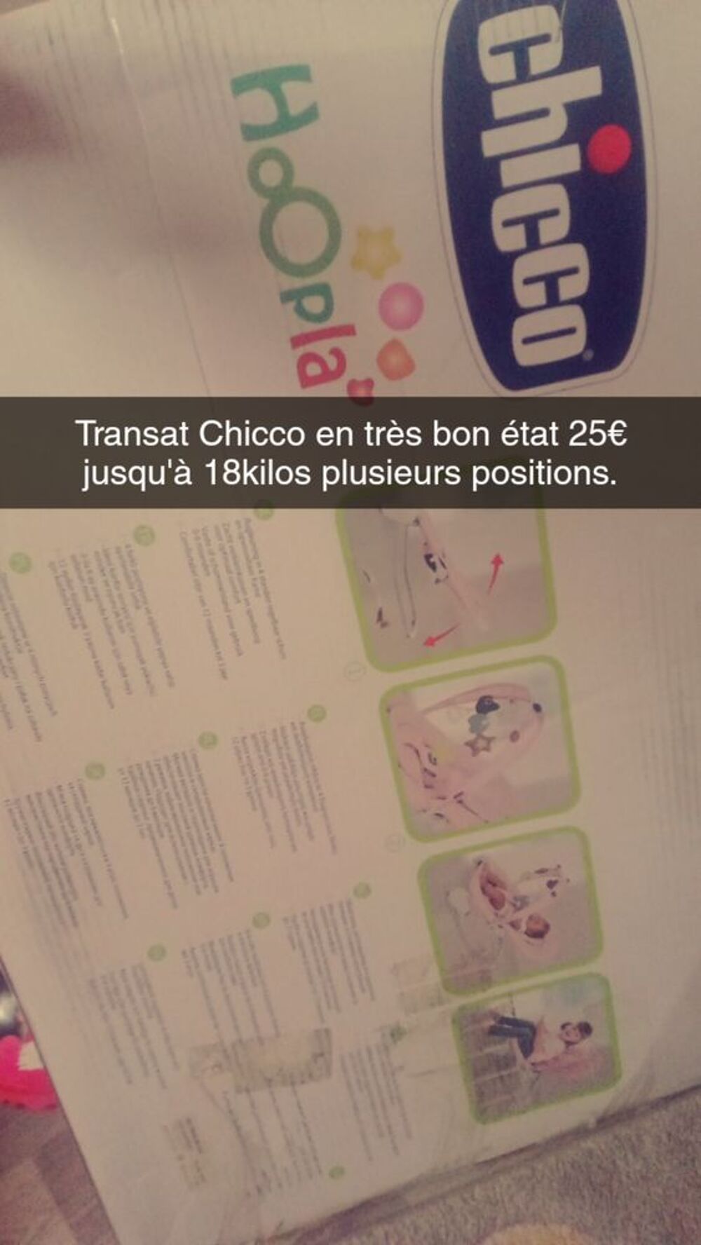 Transat Chicco b&eacute;b&eacute; rose poudr&eacute; jusqu'&agrave; 18kilo pls positions Puériculture