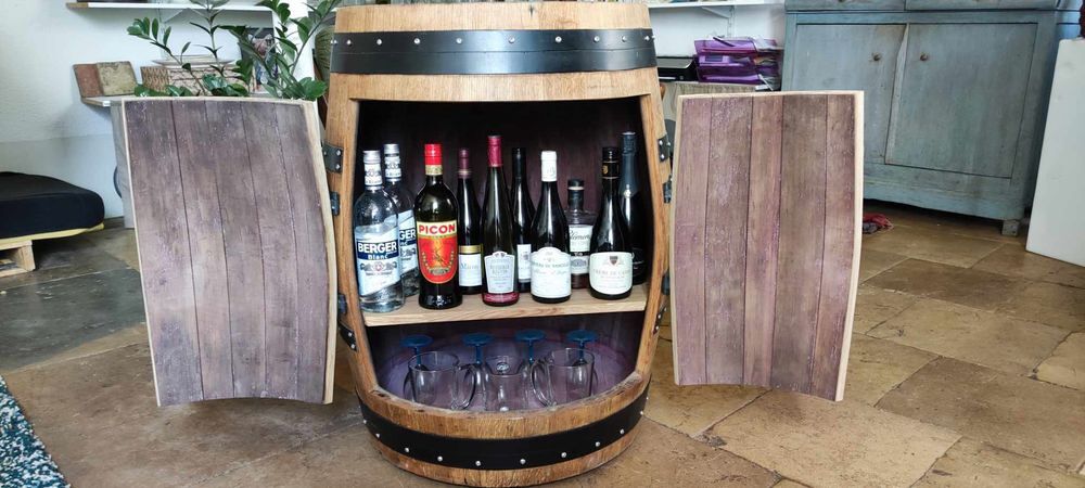 Tonneau Bar fait main - F&ucirc;t de ch&ecirc;ne Bourguignon Meubles
