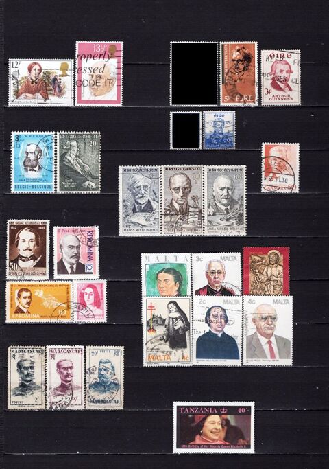 lot de 71 timbres du MONDE avec des PERSONNALITES 5 Les glisottes-et-Chalaures (33)