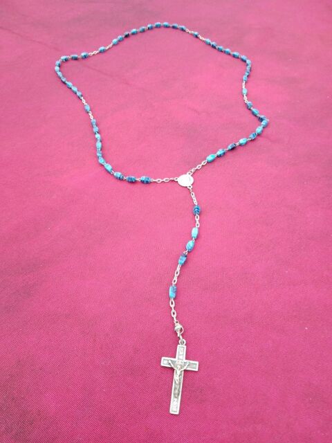 Chapelet ancien perles bleues claires et fonces (6) 10 Avermes (03)
