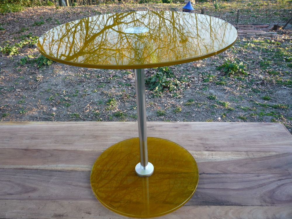 Table verre jaune design Meubles