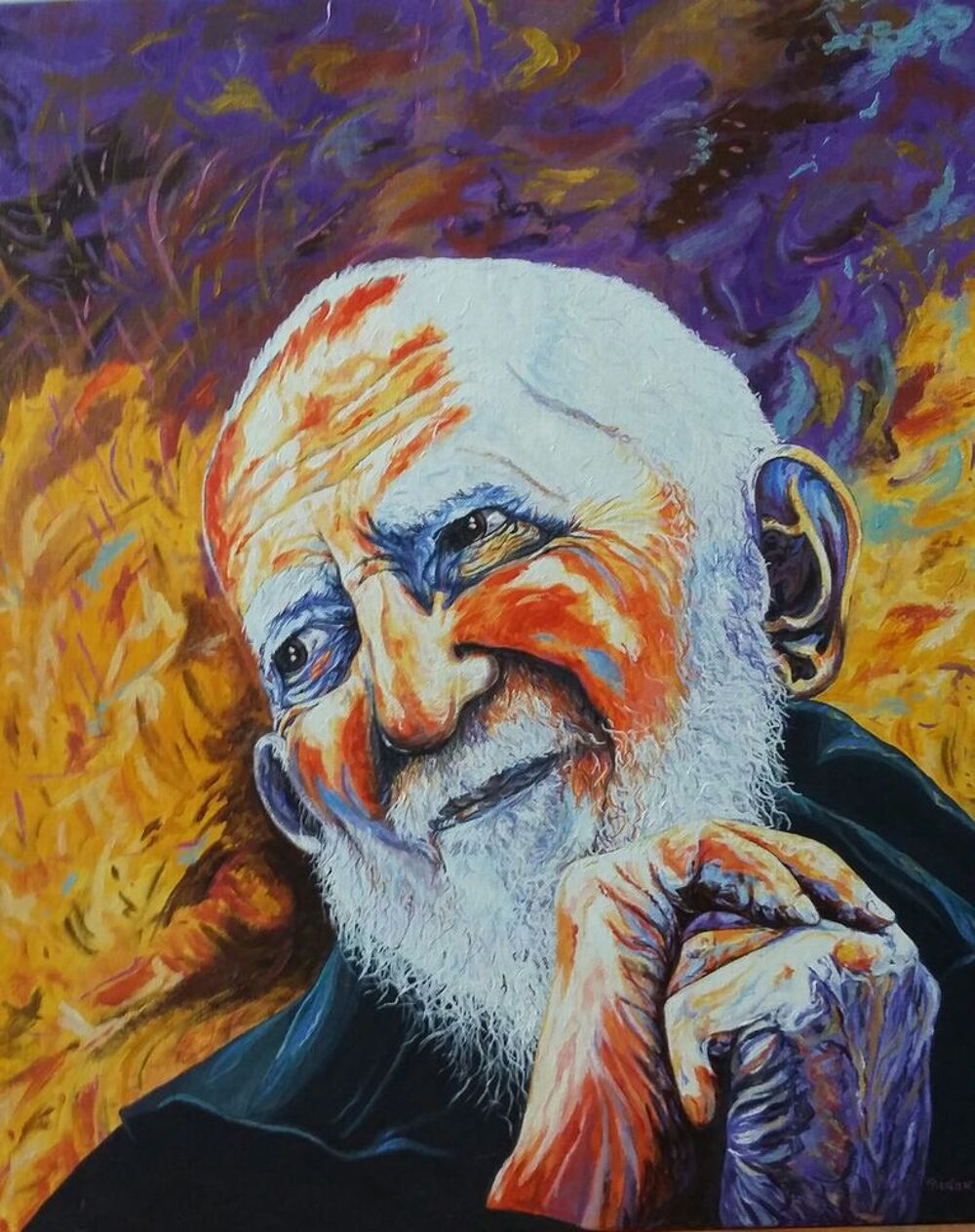 Tableau : peinture : portrait de l'ABBE PIERRE Décoration