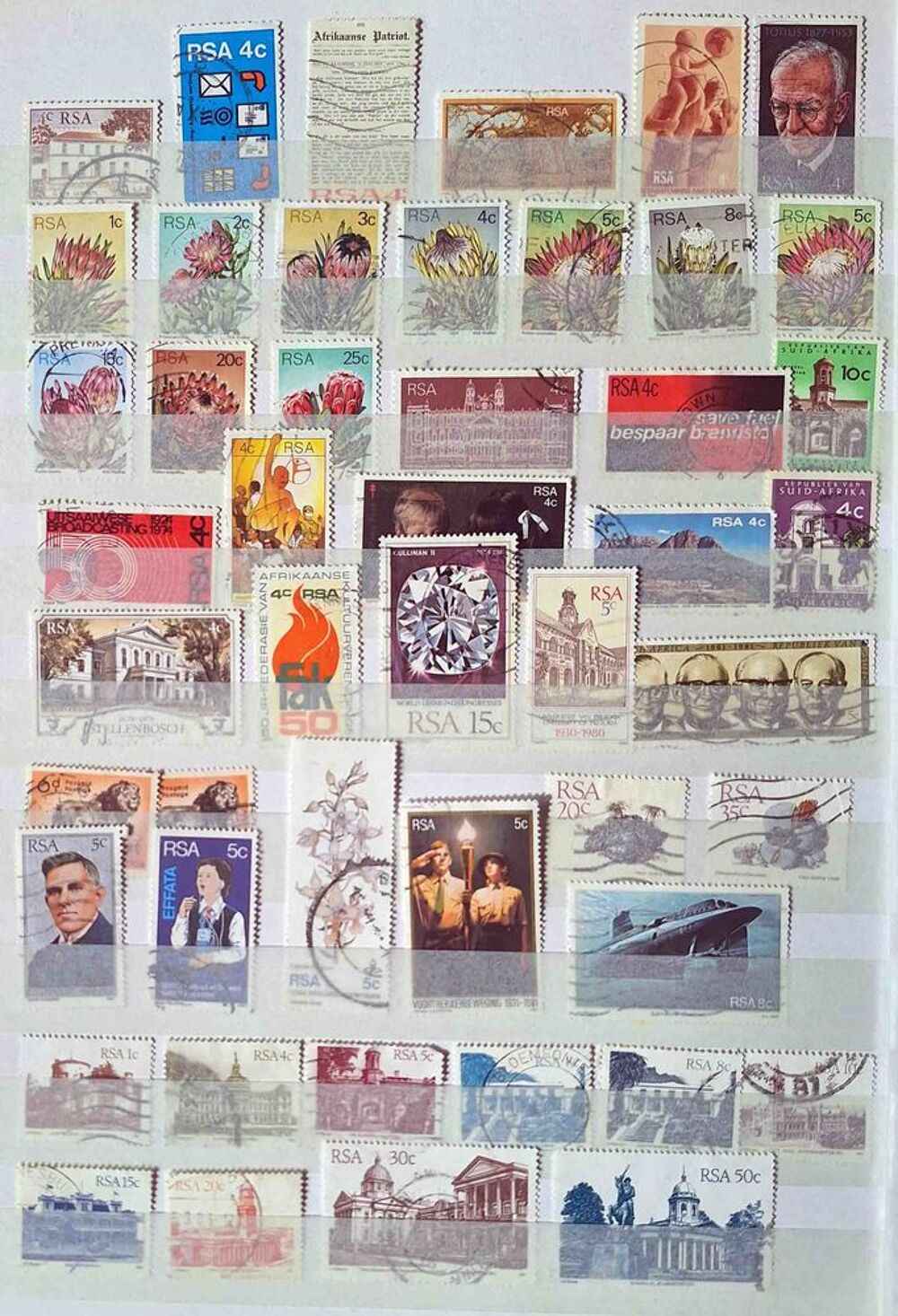 S&eacute;rie de timbres de collection d'Afrique du sud 