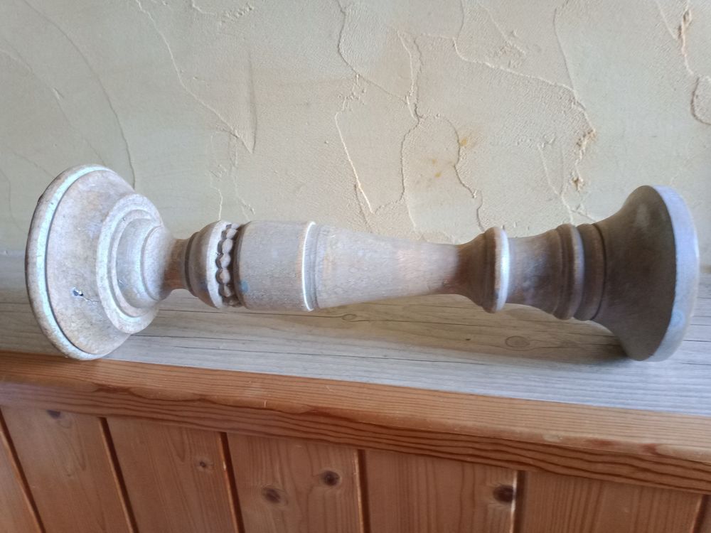 Grand bougeoir en bois avec plateau m&eacute;tal avec pointe Décoration