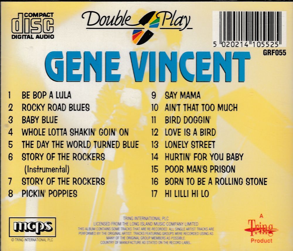 CD Gene Vincent Be Bop A Lula CD et vinyles