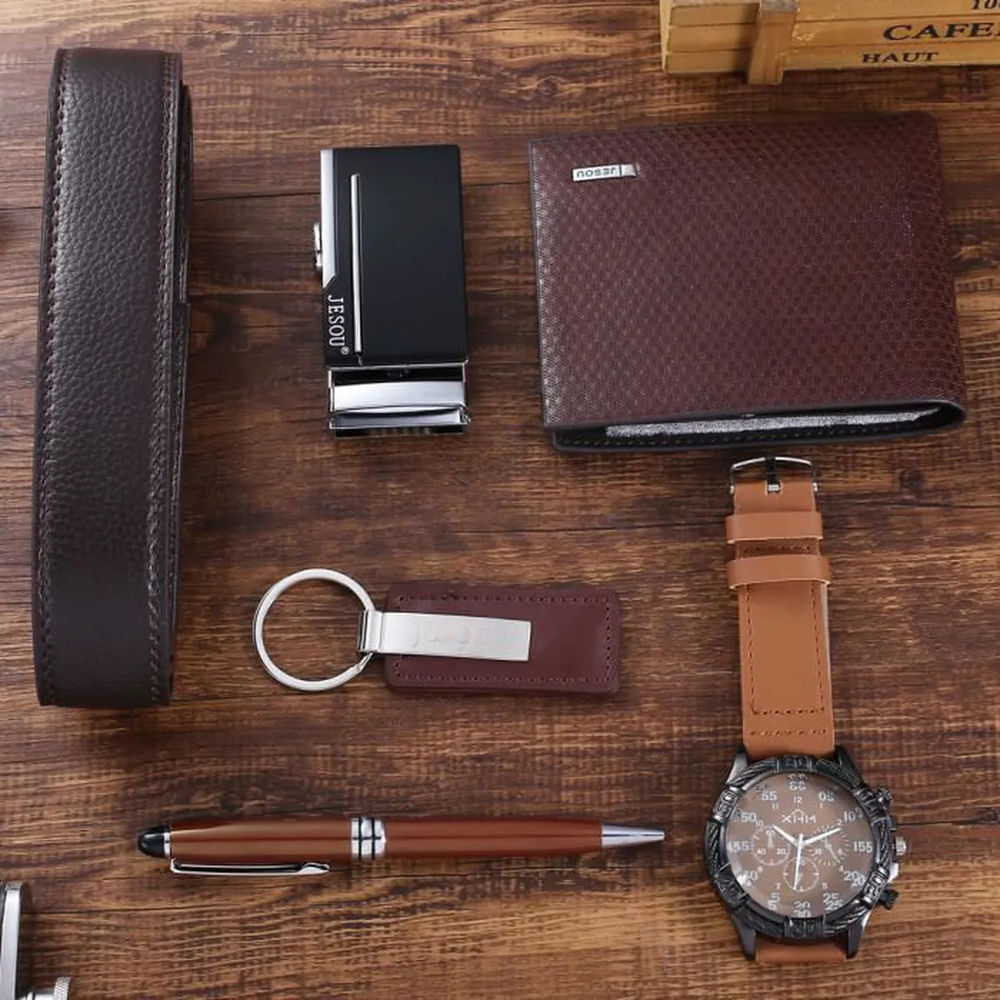 LUXE Coffret montre homme + ceinture + portefeuille + .... Bijoux et montres