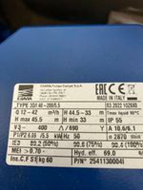   POMPE EBARA type 3D/l40-2000/5.5 