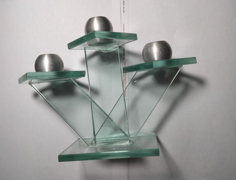 bougeoir en verre transparent Décoration