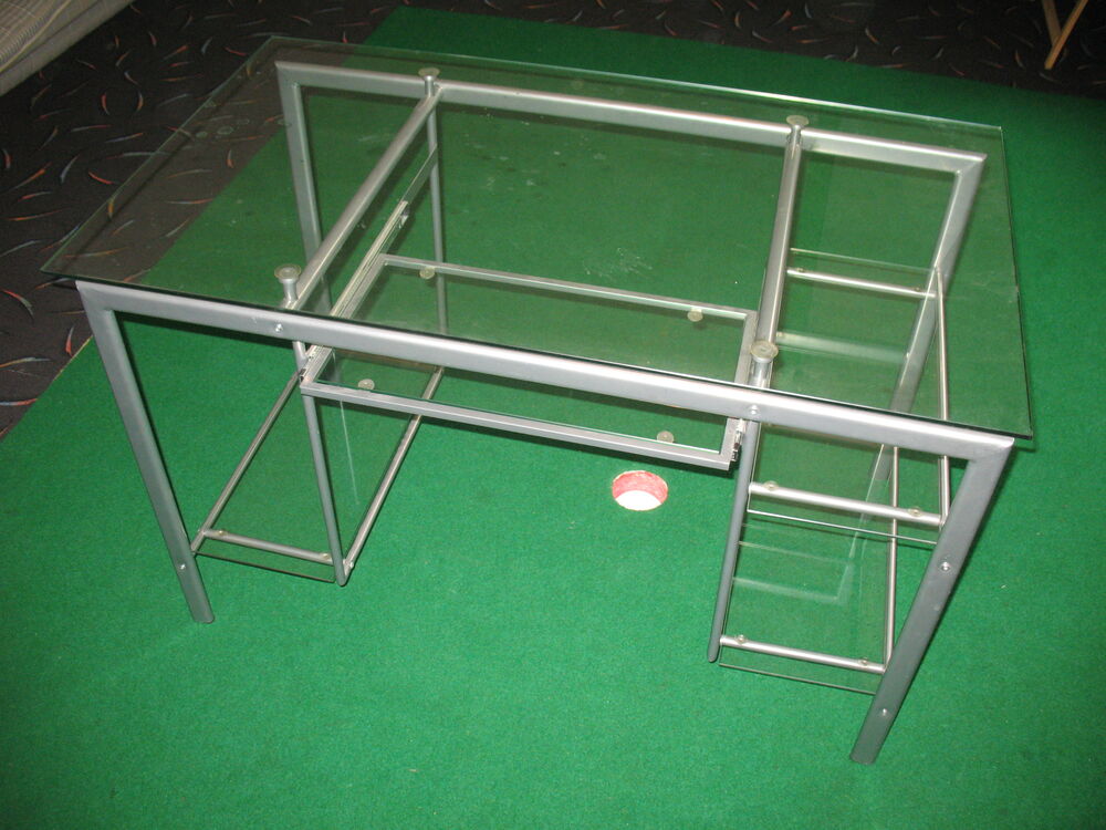 Bureau informatique m&eacute;tal et verre Meubles