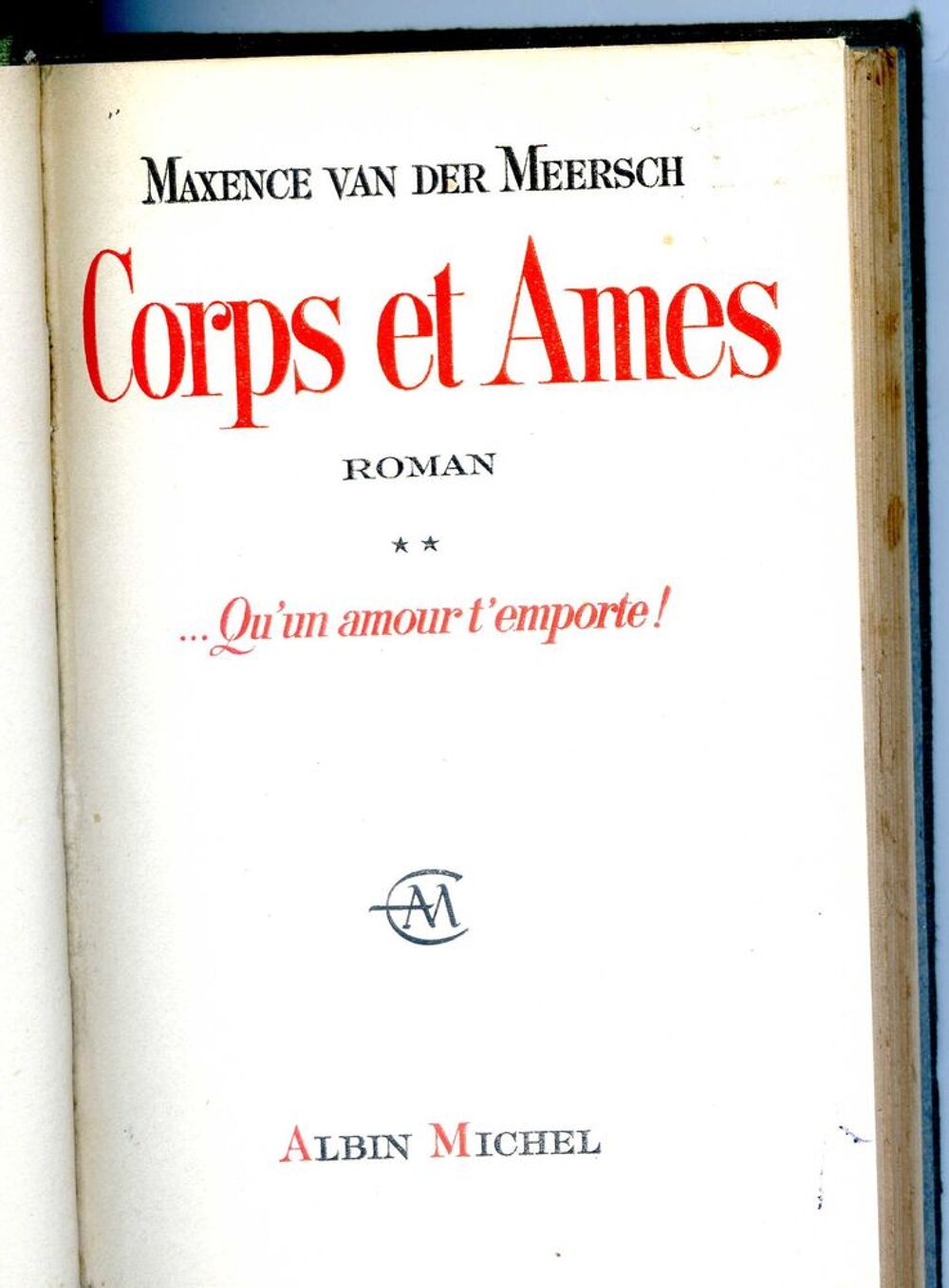 CORPS ET AMES - Maxence Van der Mersch, Livres et BD