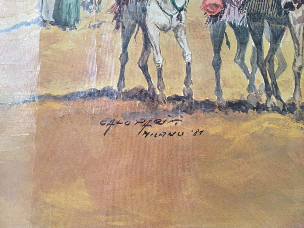 Reproduction d'art sur papier Gaufr&eacute; C.Pariti "La caravane Décoration