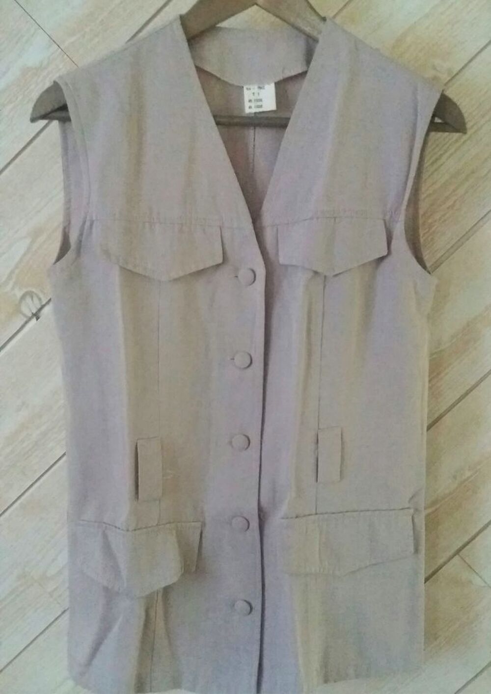 Veste gilet saharienne sans manches noire ou beige - T 38 Vêtements