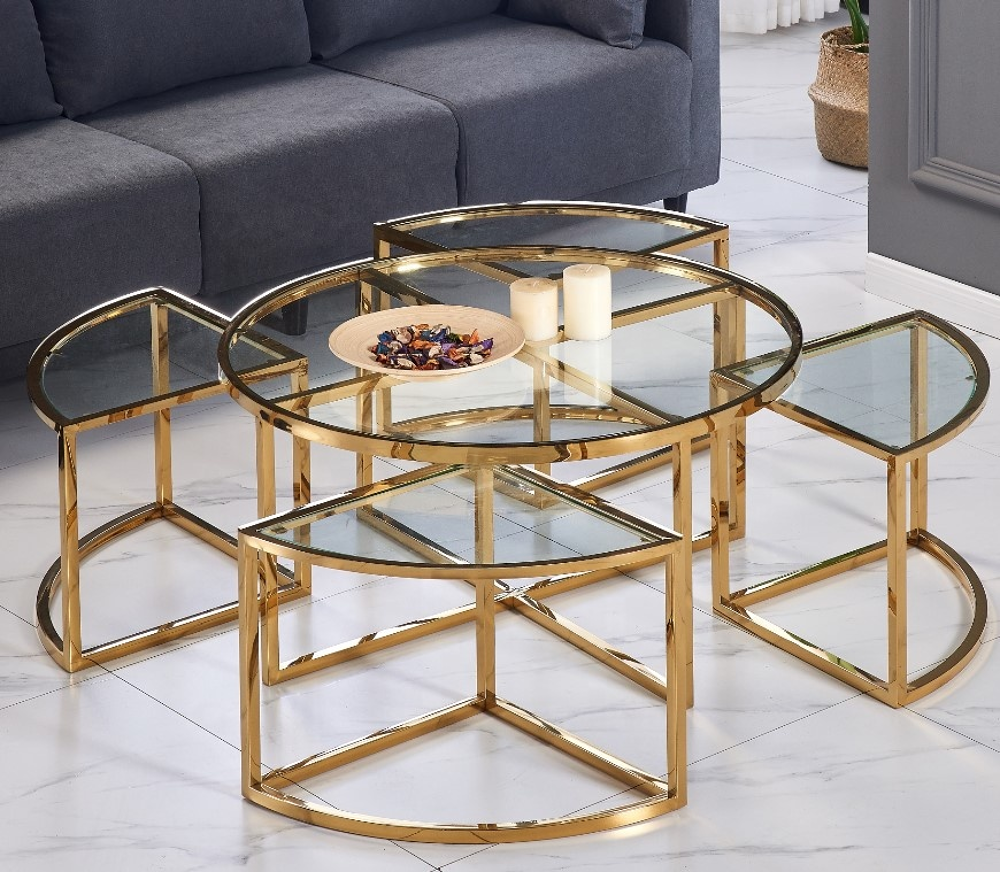 TABLE BASSE DOREE TRANSARENT 90X45cm Meubles