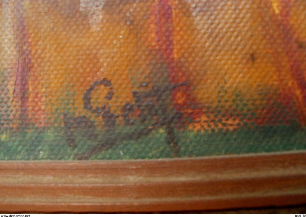 PEINTURE A L HUILE sign&eacute;e sur carton, tours du Gers (32) Décoration