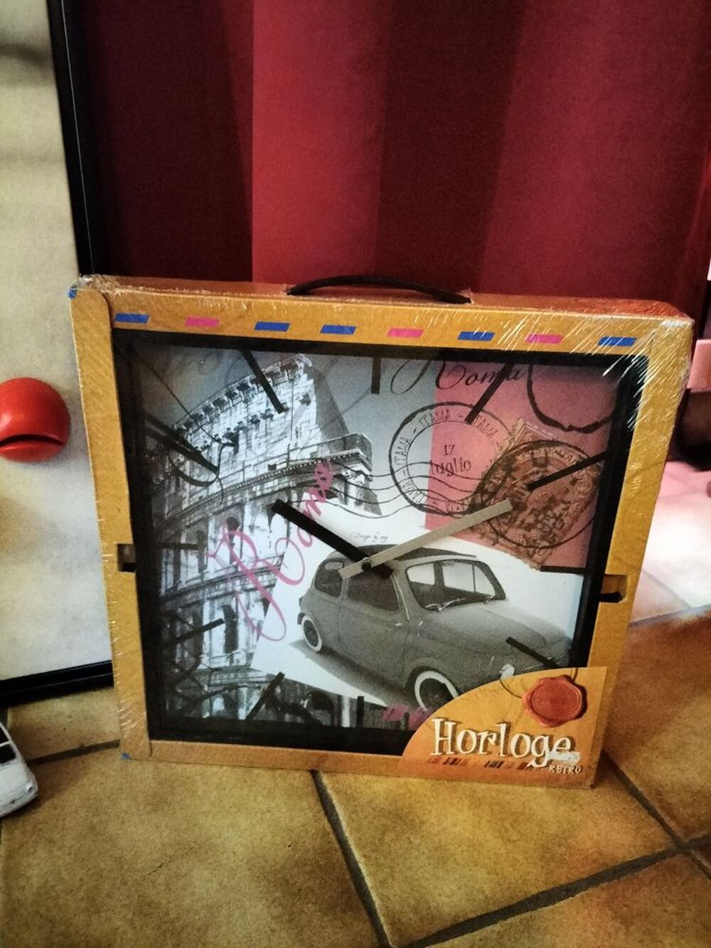 Ensemble fiat 500 don miniature et horloge murale Décoration