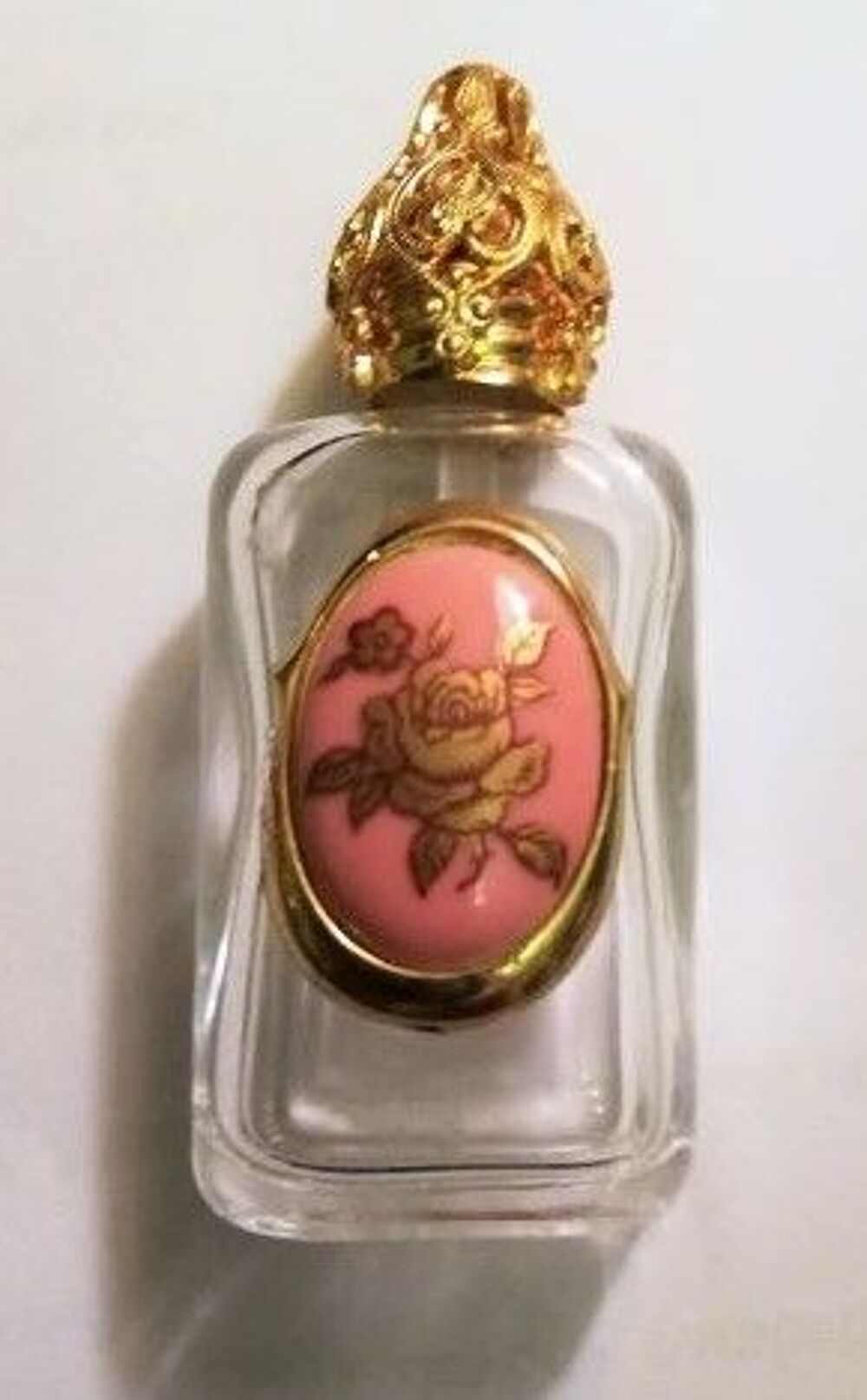 Flacon miniature m&eacute;daillon porcelaine rose 